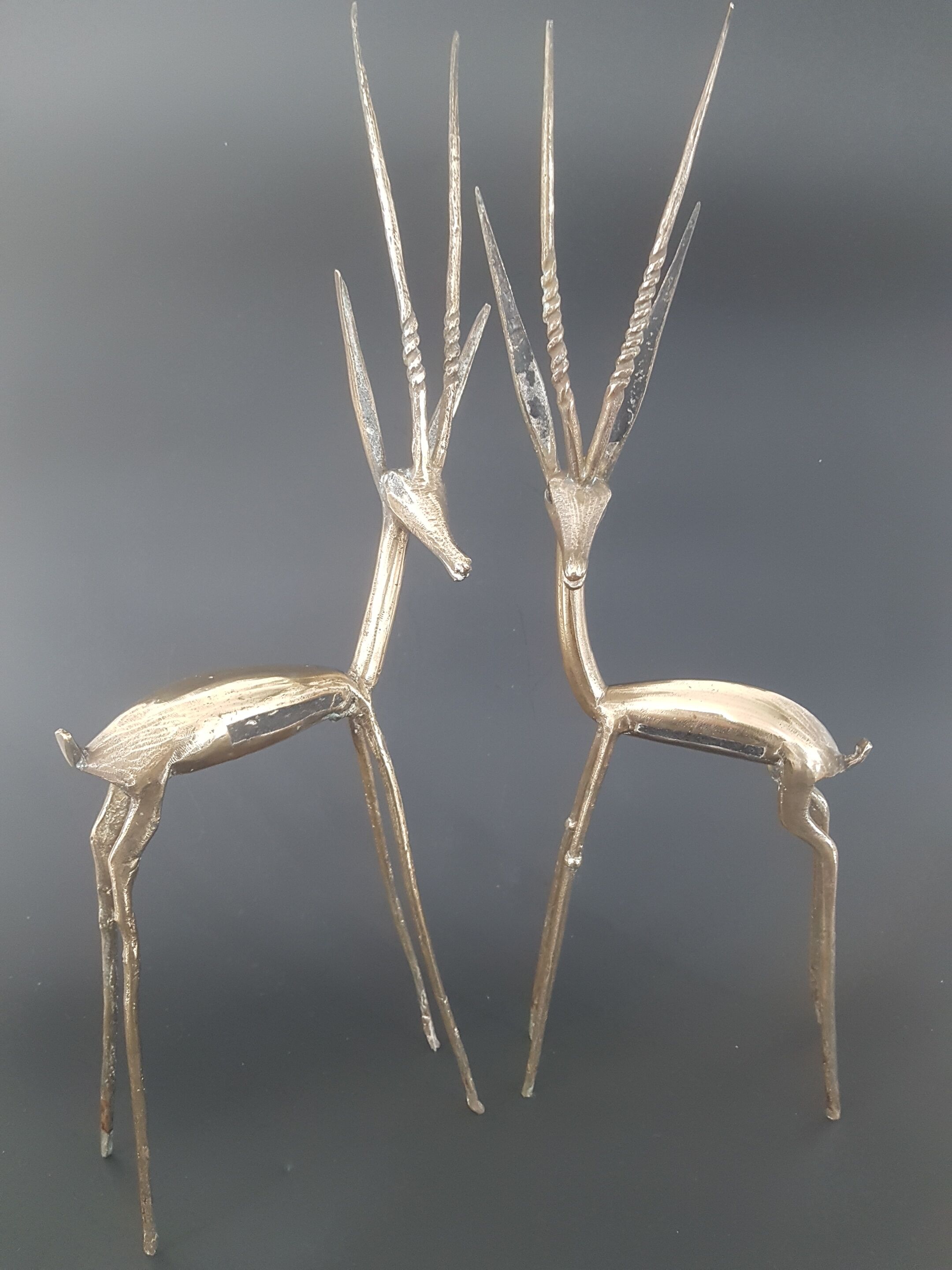 Lot of 2 vintage brass antelopes
