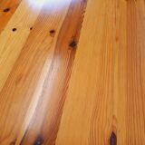 Vintage Scandinavian round pine dining table from the 60s 70s