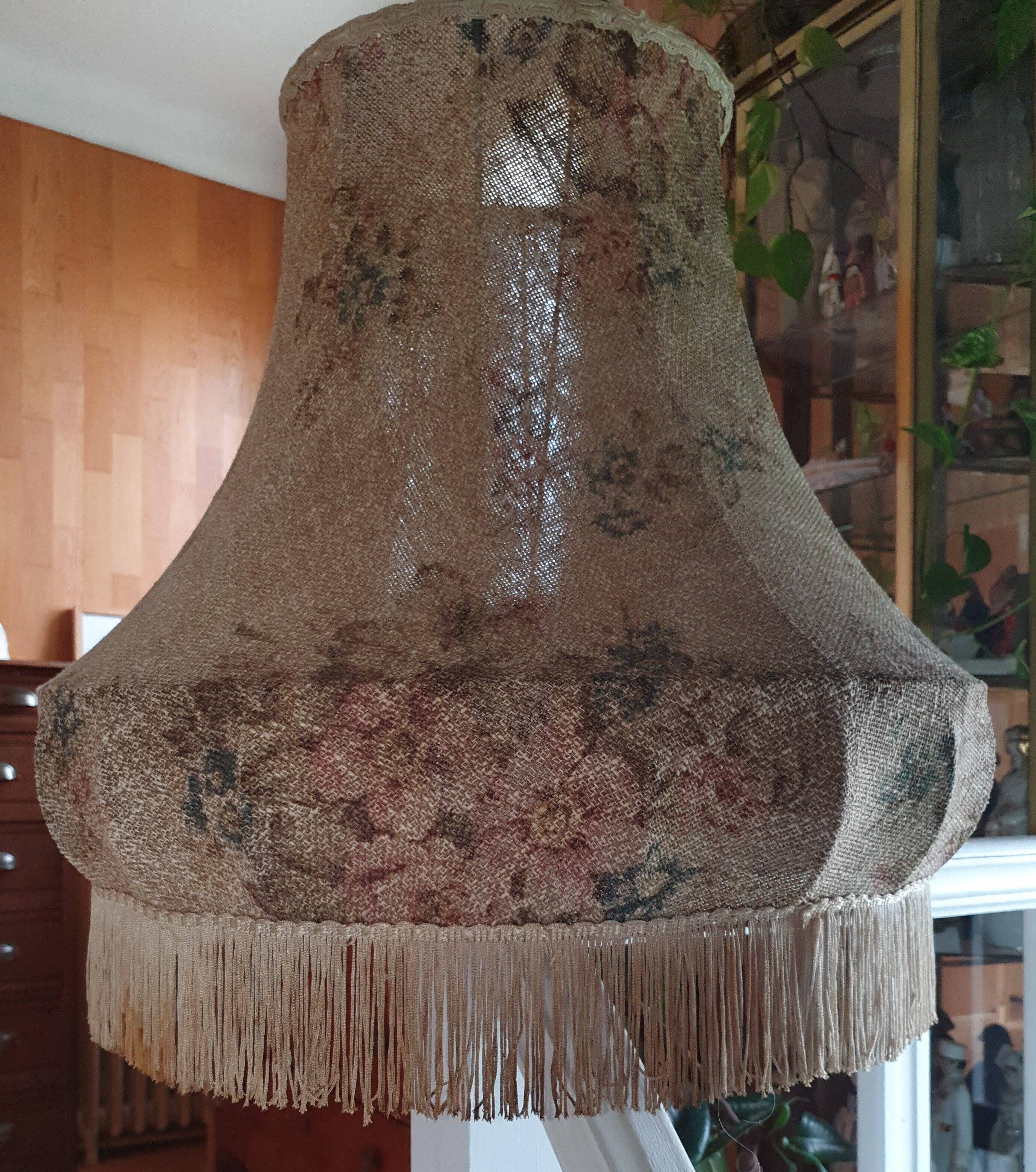 Vintage fringed pagoda lampshade