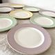 Assiettes plates l'amandinoise couleurs pastel, années 60