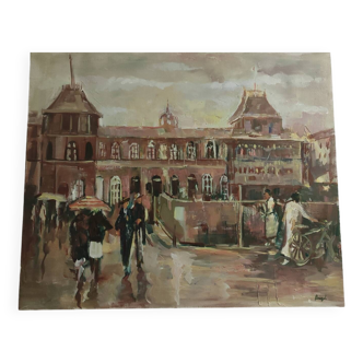 Oil on canvas signed Brunel