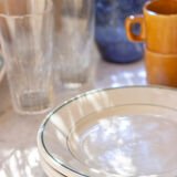 3 dessert plates bordered green - Pyroblan