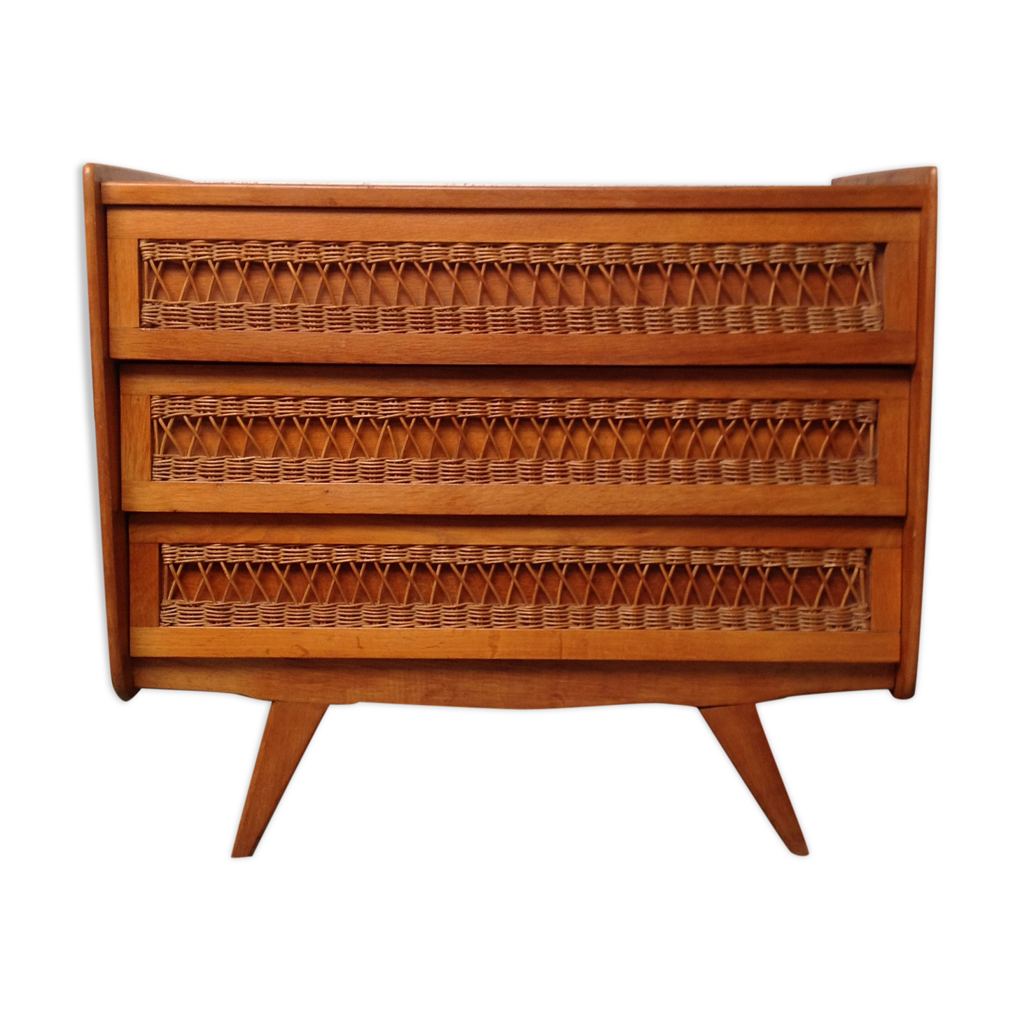 Vintage rattan dresser