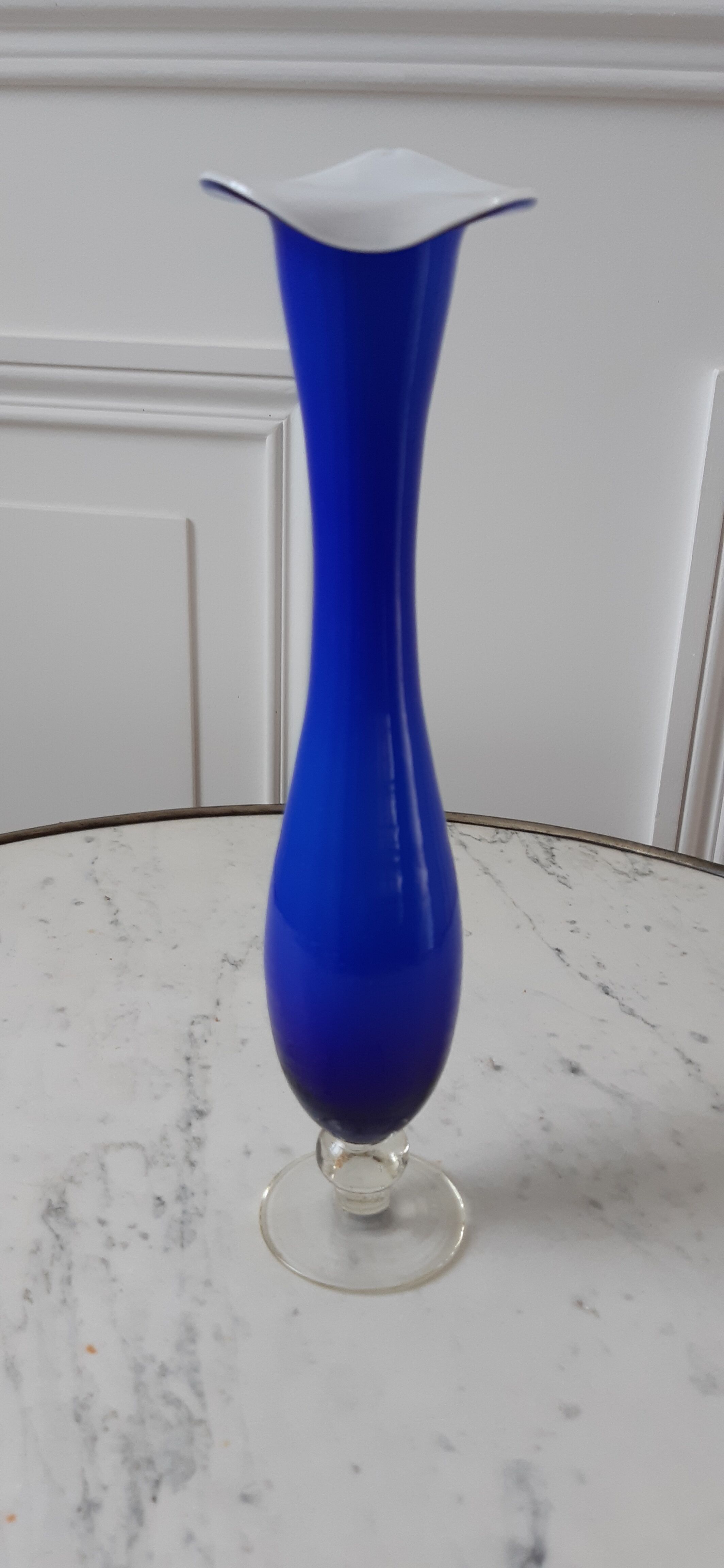Electric blue opaline vase Klein 30s-40s