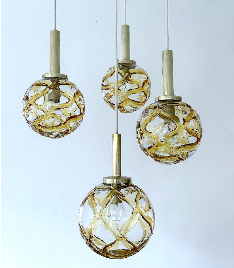 Suspension en verre vintage de Doria, années 1970.