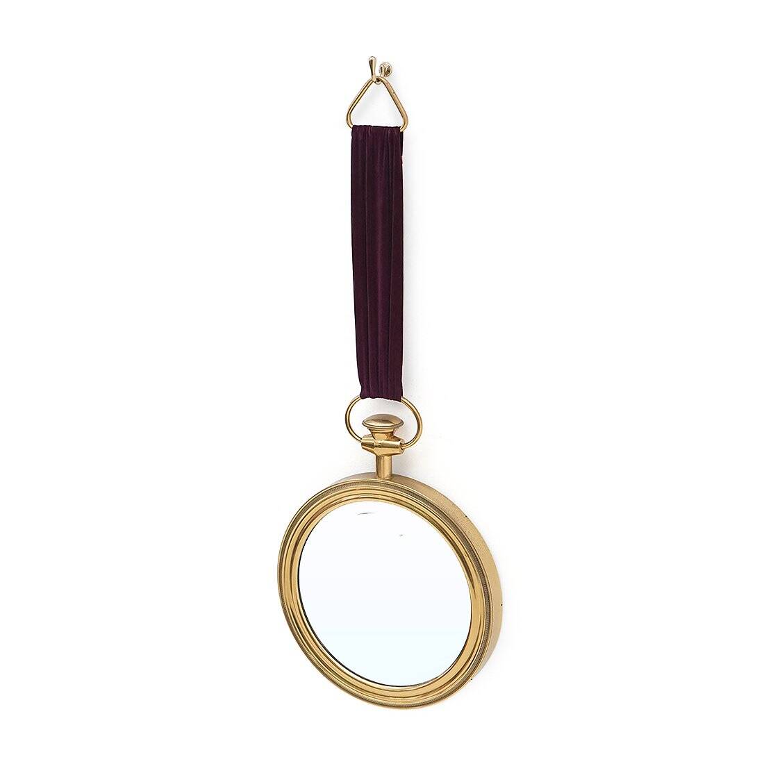 Round wall mirror in brass, 1950s
