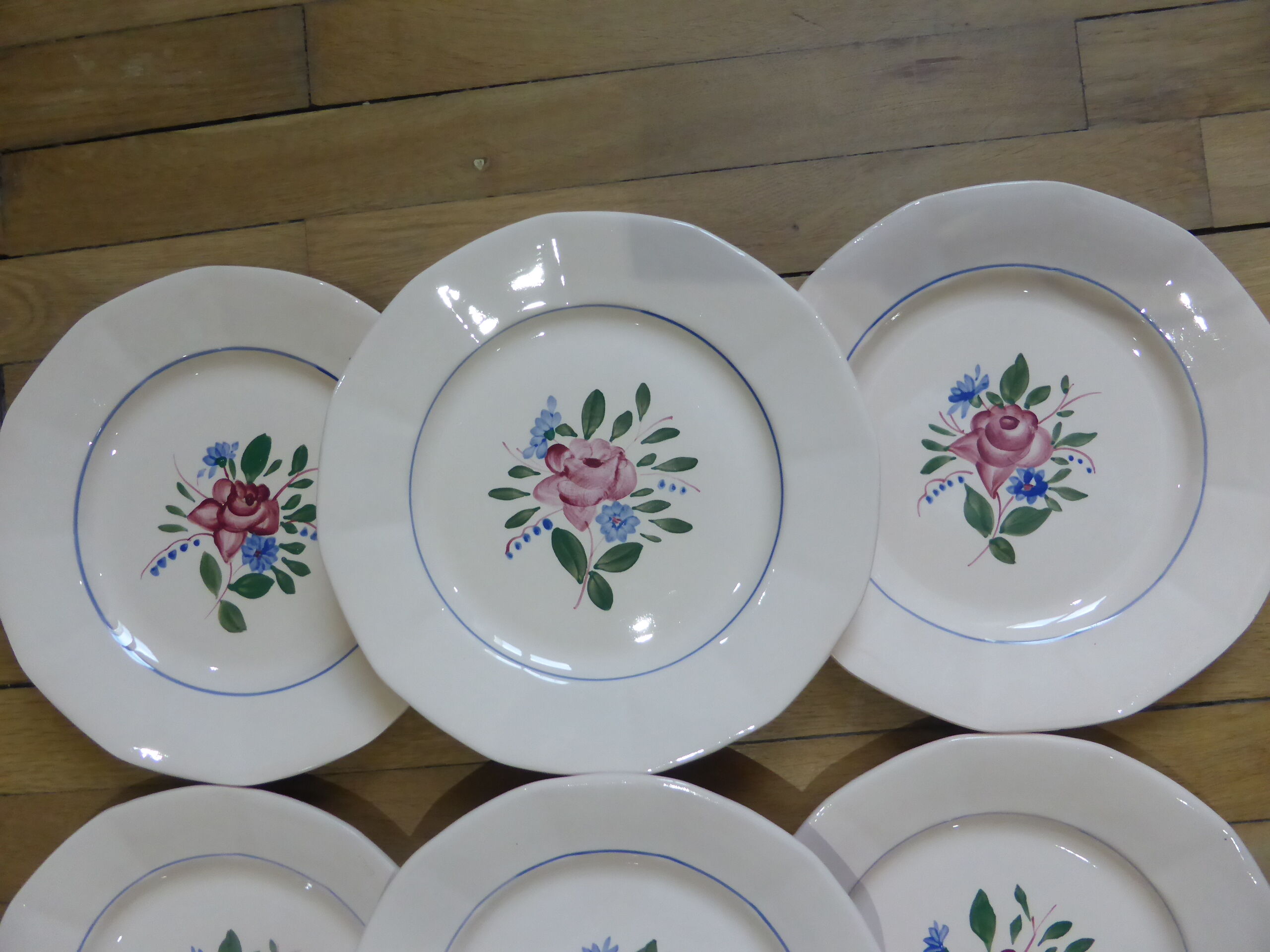 Set of 6 flat plates Digoin Sarreguemines