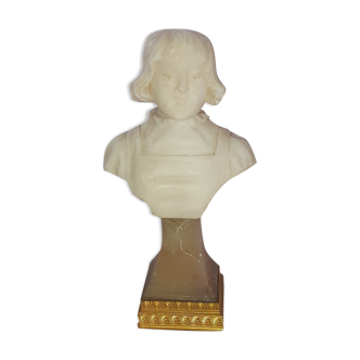 Art nouveau bust child in white marble