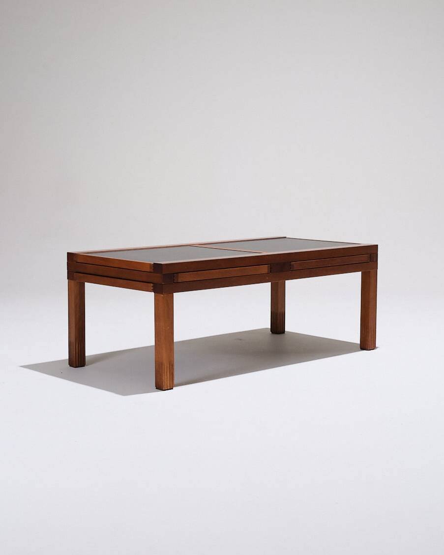 Table basse en bois, bernard vuarnesson, 1970s
