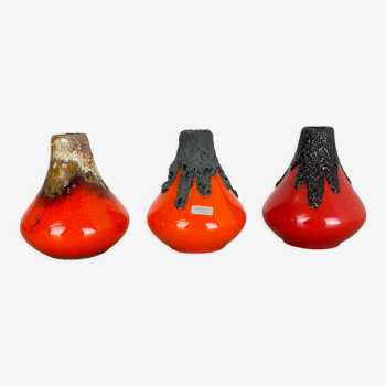 Ensemble de 3 vases originaux en poterie de studio de céramique de 1970 par Roth Ceramics, Allemagne