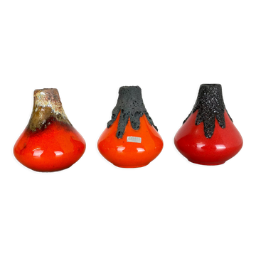 Set of 3 Original 1970 Ceramic Studio Pottery Vase by Roth Ceramics, Germany