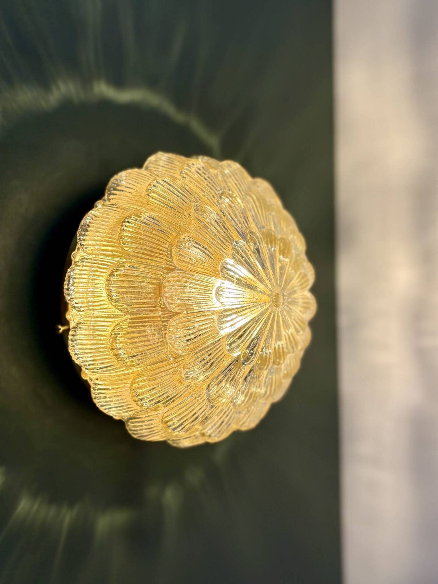 Vintage amber moulded glass wall or ceiling light globe