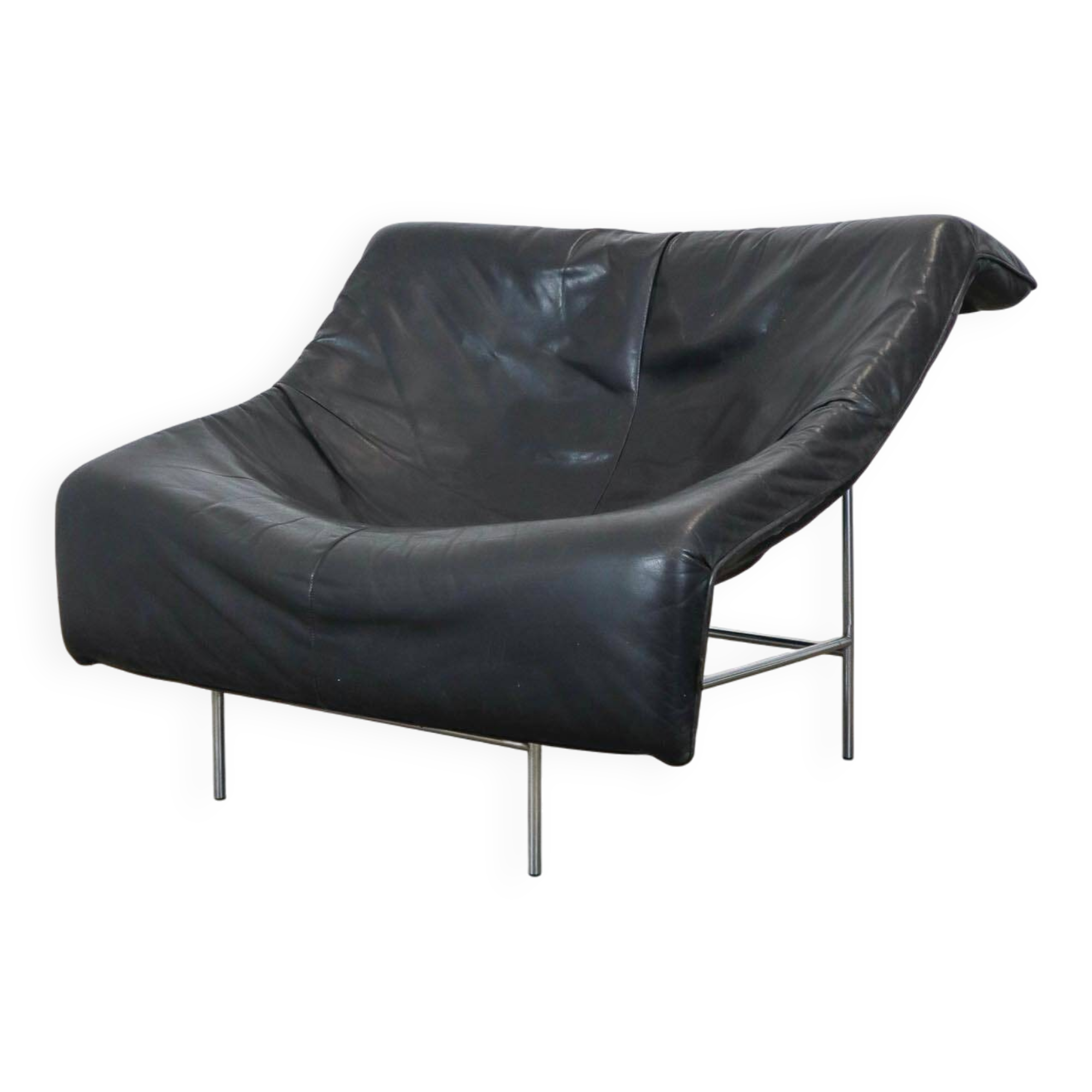 Vintage leather Butterfly chair with steel frame by G. van den Berg, Montis