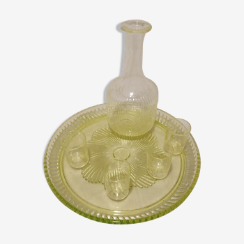 Uraline shot service: tray, carafe and 4 glasses