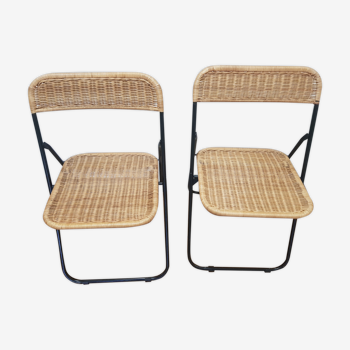 70s rattan folding chairs