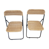 70s rattan folding chairs