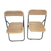 70s rattan folding chairs