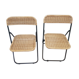 70s rattan folding chairs