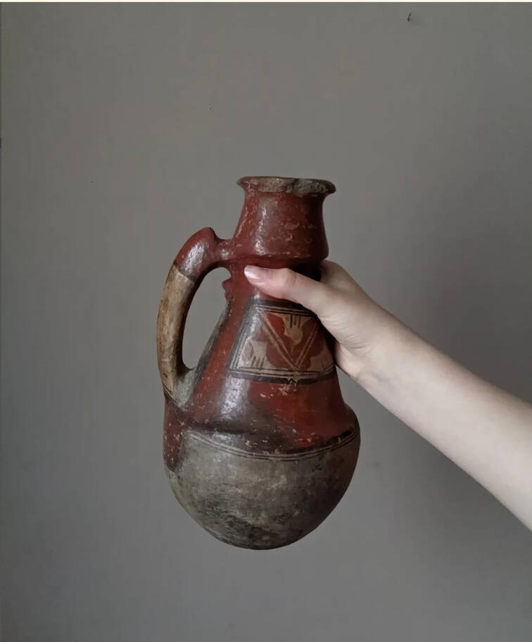 Old Berber pottery handcrafted ethnic tribal antique terracotta