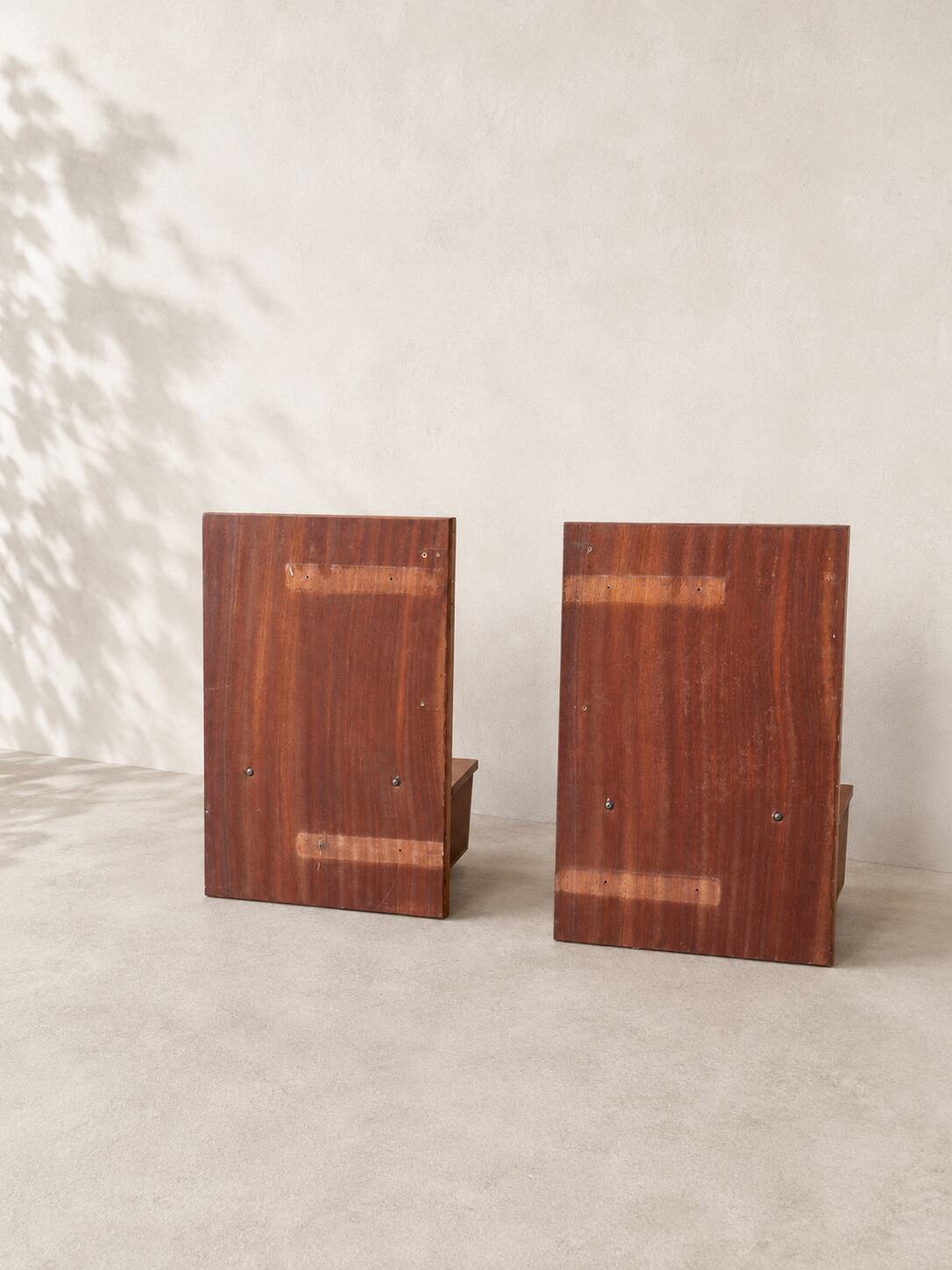 Pair of suspended teak bedside tables – 1960s Scandinavian design
