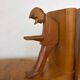 Vintage Mid-Century Cubist German Carved Wood Bookends – Art Deco Style