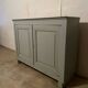 Antique vintage two-door sideboard in cloud gray