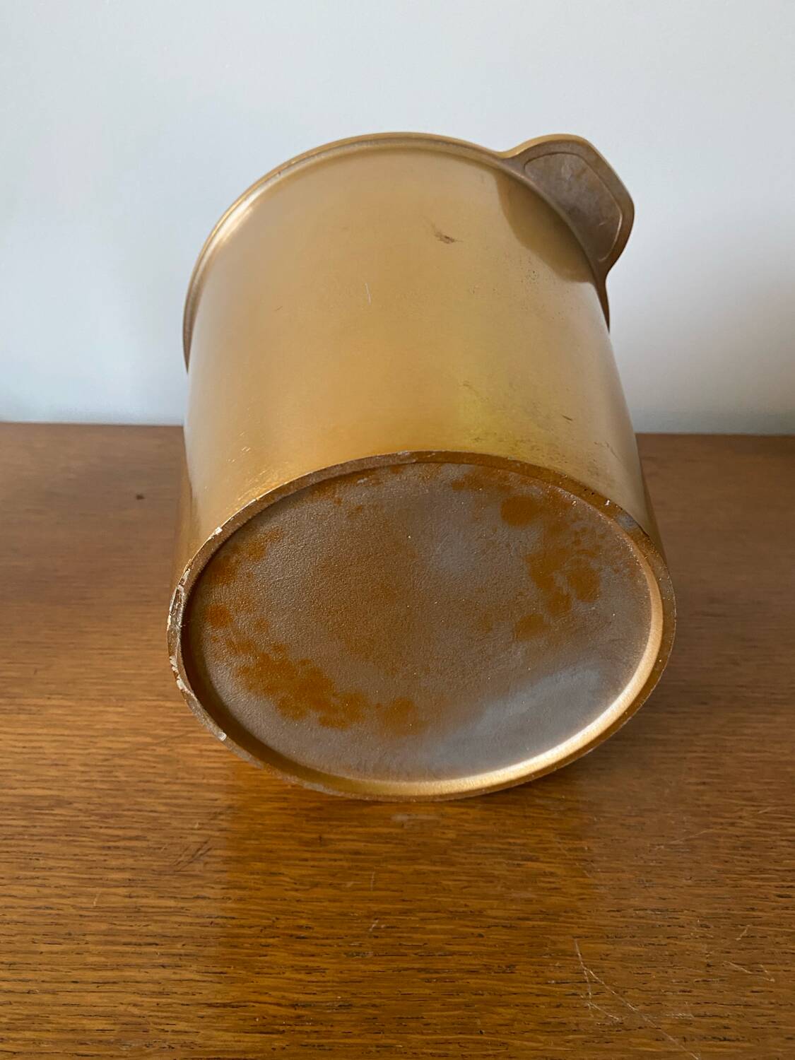 Vintage Champagne Ice Bucket Old Golden Aluminium Cast France #D43