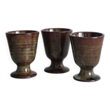 Set of 3 small enamelled ceramic mugs
