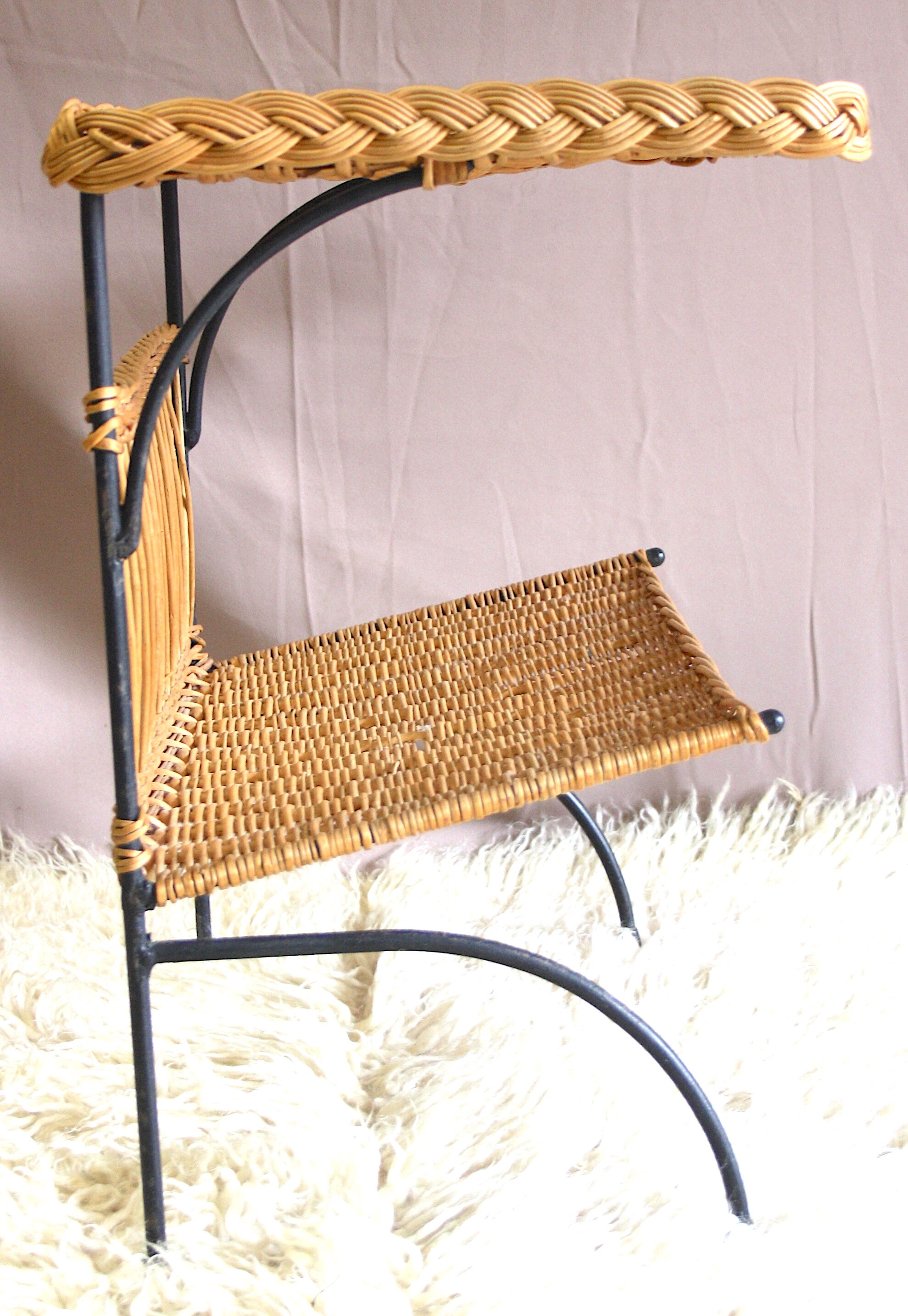 Rattan side table