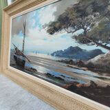 Oil on canvas, low tide, signed Le Dantec