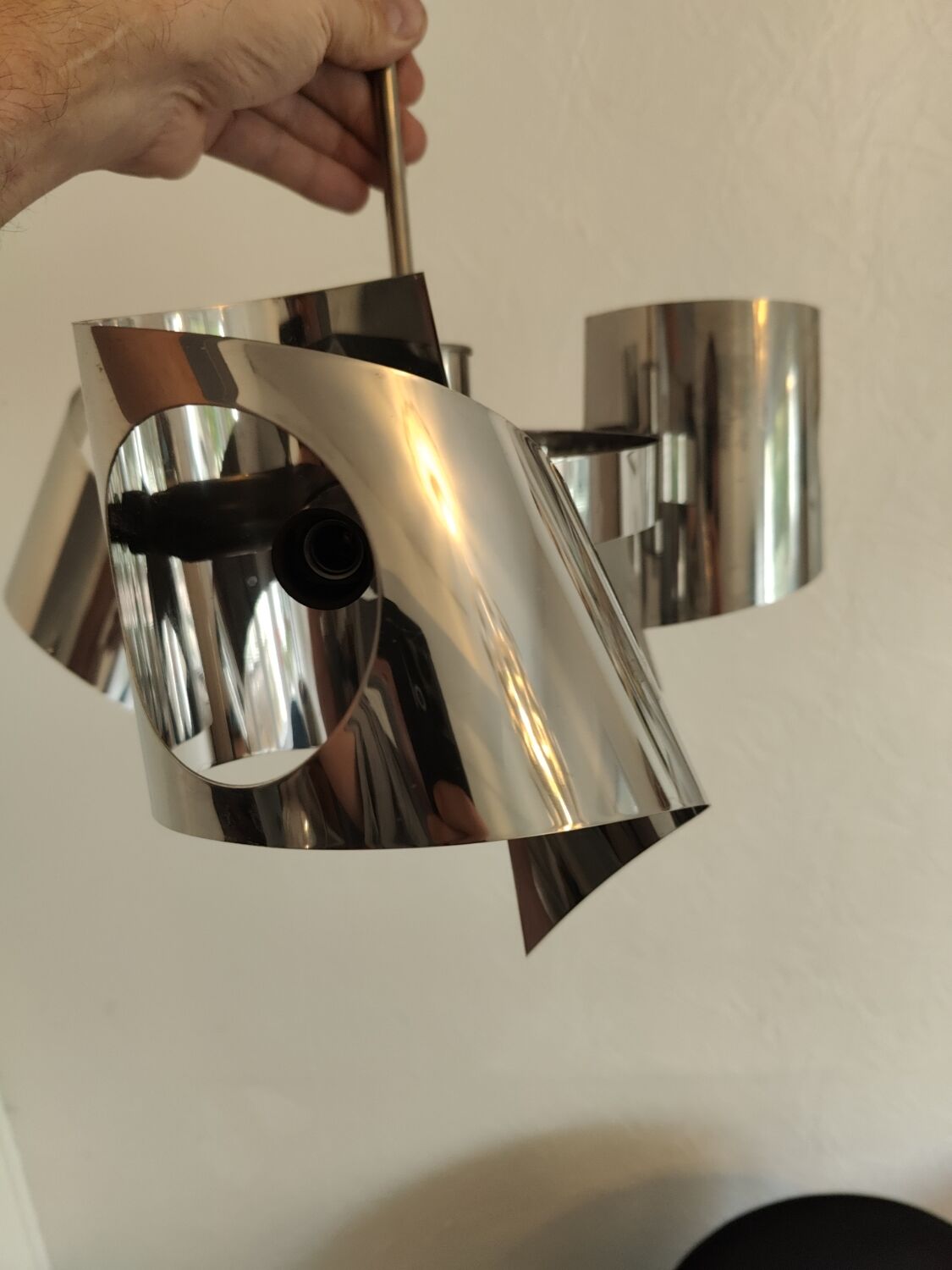 Space age chrome design chandelier suspension