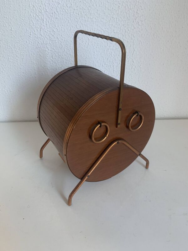 Pot vintage 1960 à tabac tabatière fut tonneau pipe vin - 25 x 14 cm