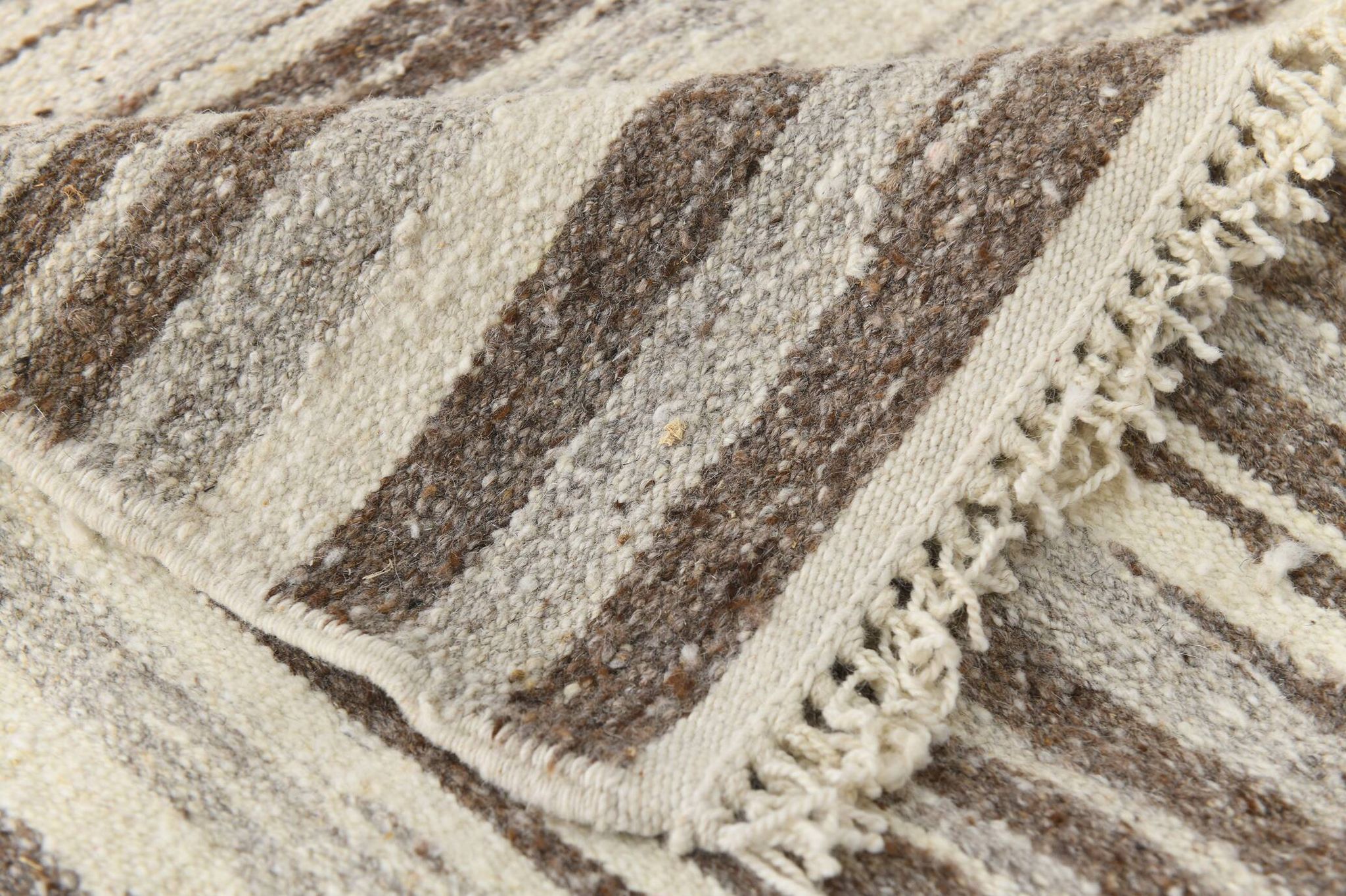 8x10 Striped Pattern Brown & Beige Vintage Kilim Rug, 232x291Cm