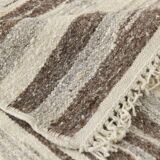 8x10 Striped Pattern Brown & Beige Vintage Kilim Rug, 232x291Cm