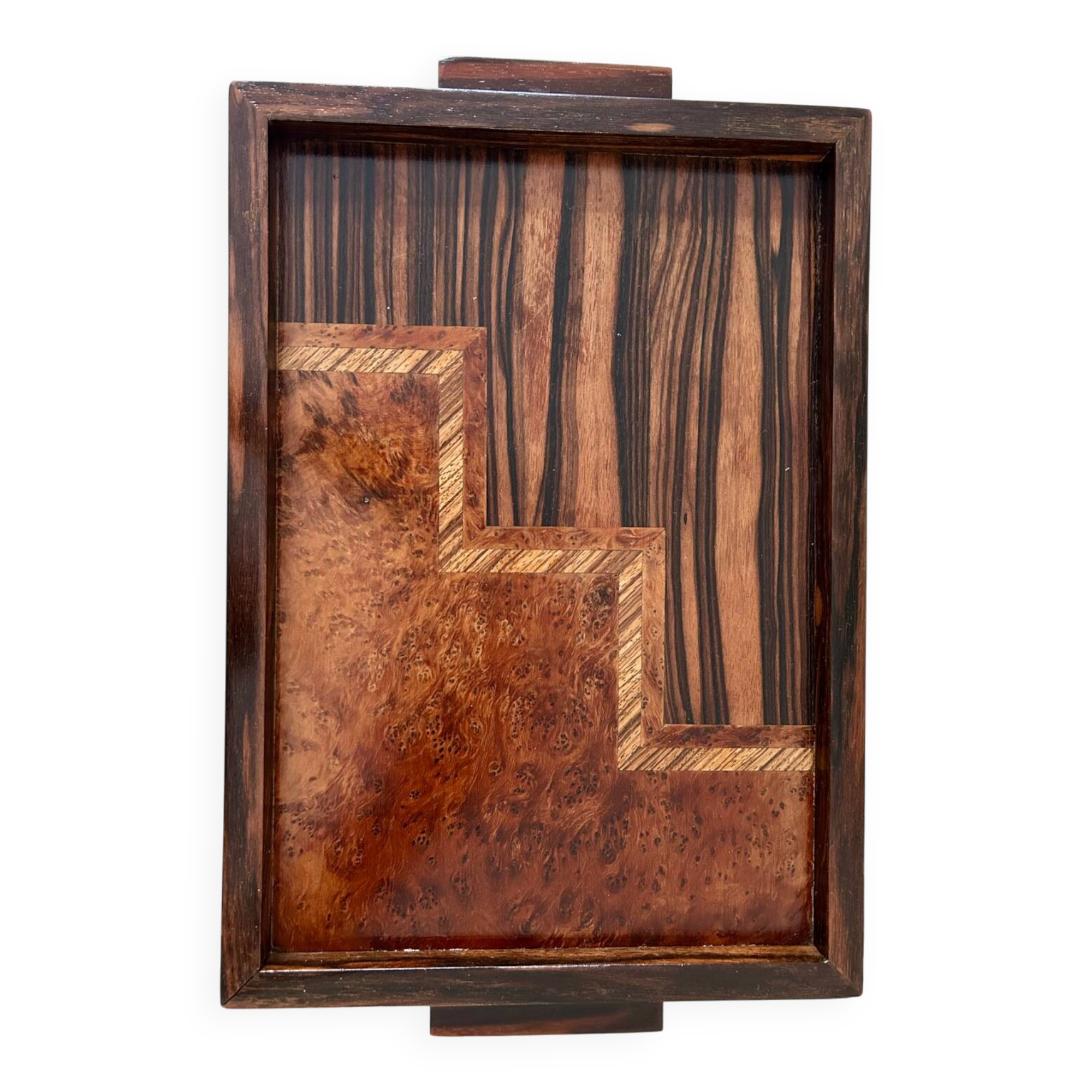 1930 Art Deco marquetry tray, very good condition