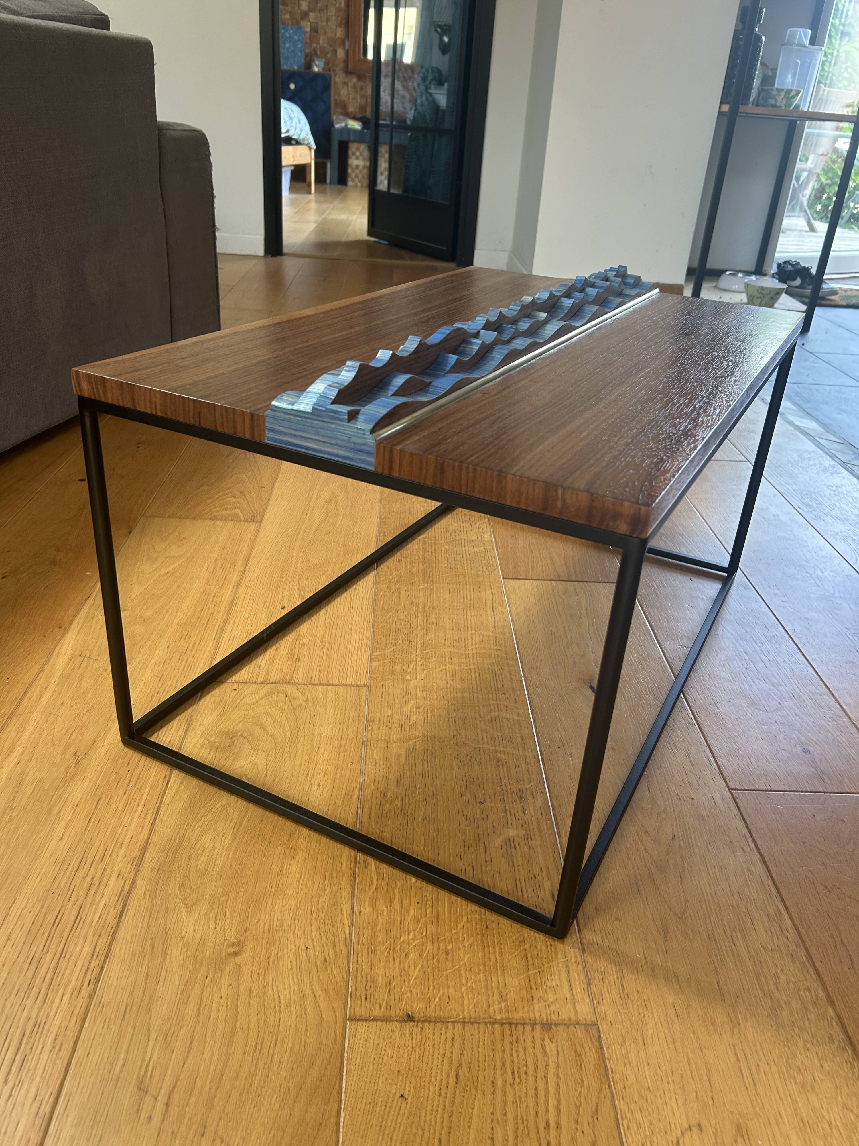 Walnut straw coffee table