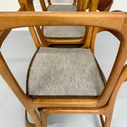 Set of 6 Baumann sleigh chairs in wood and brown fabric, original 1960s