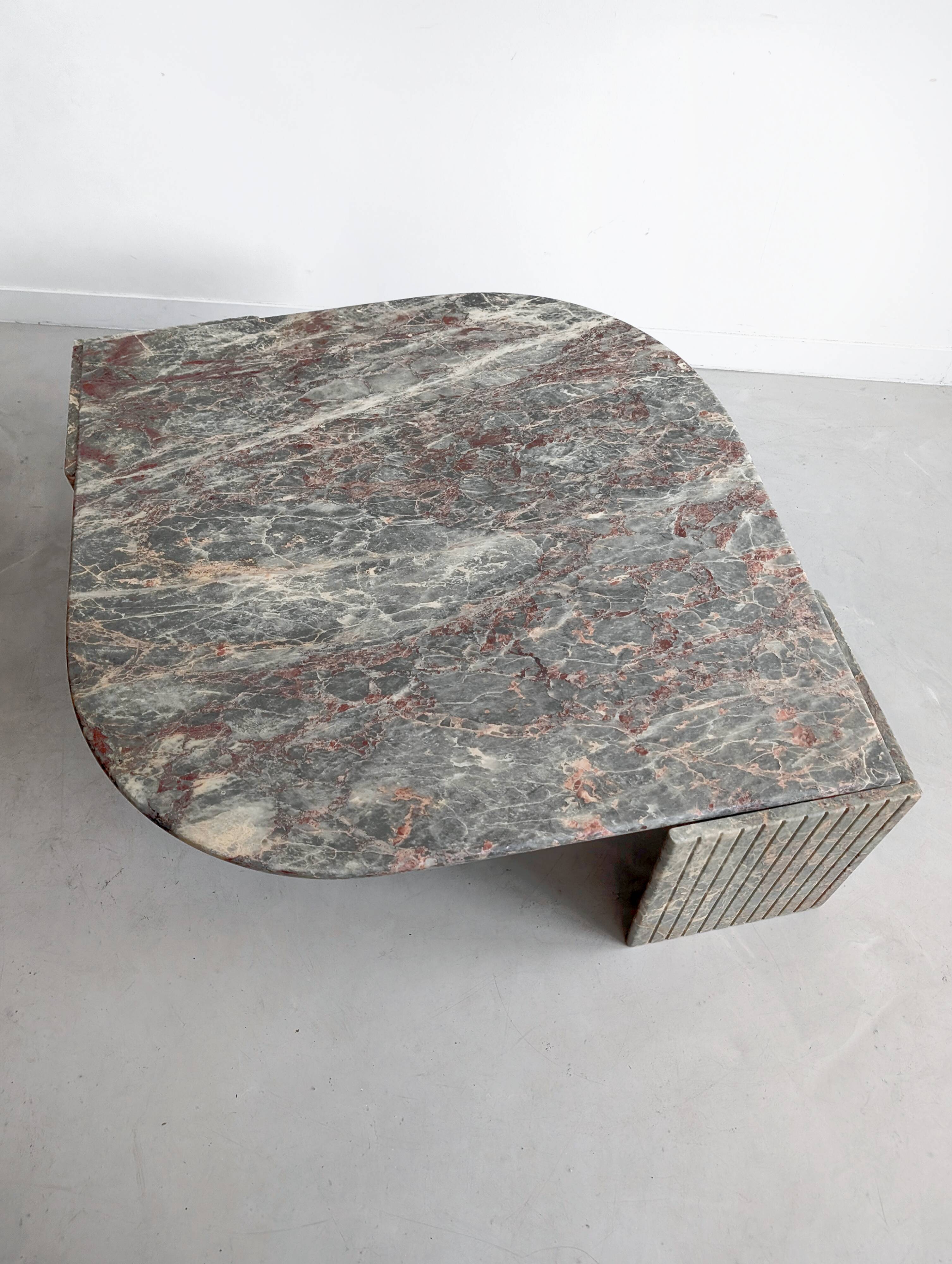 Italian Marble Eye Shaped Coffee Table 1970s