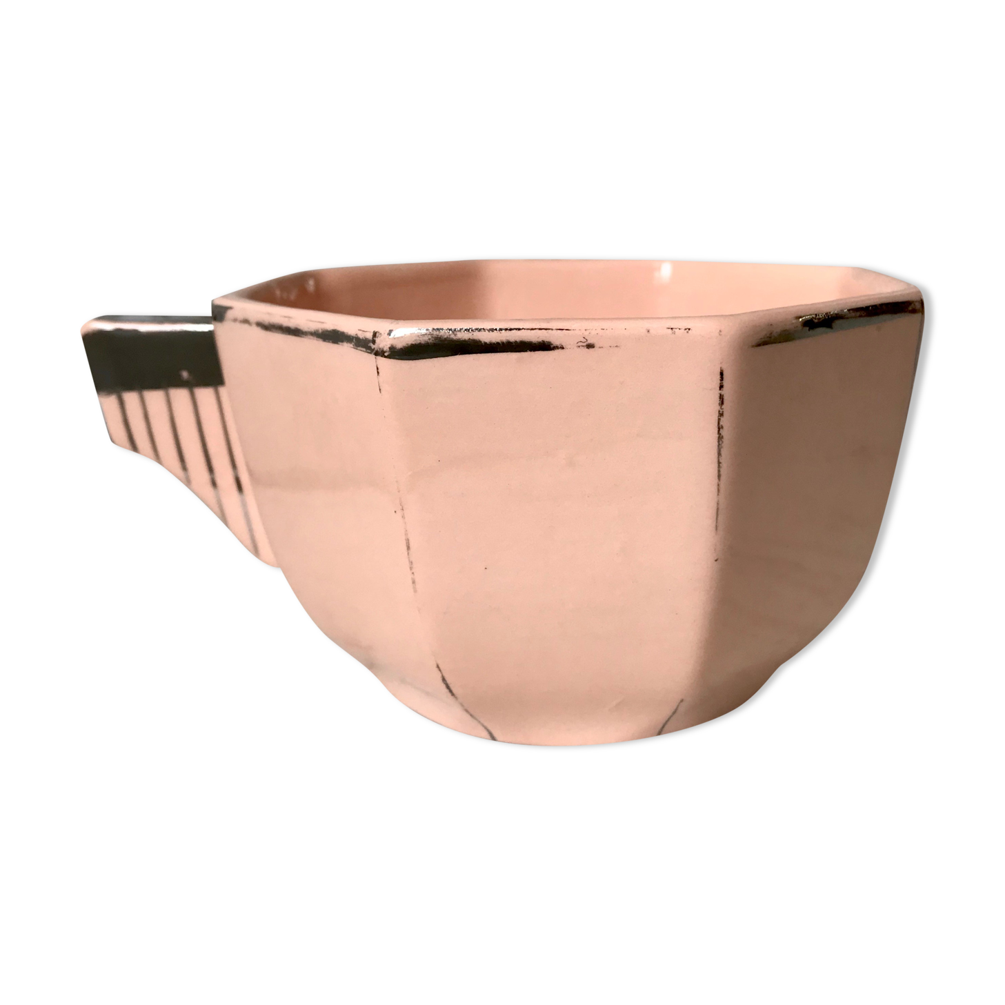 Art Deco cup powder pink Longwy 50s