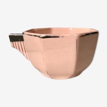 Tasse art déco rose poudré Longwy années 50