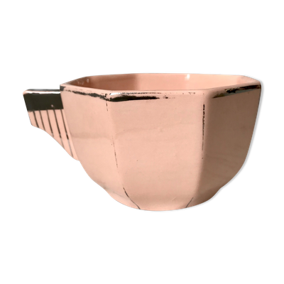 Tasse art déco rose poudré Longwy années 50