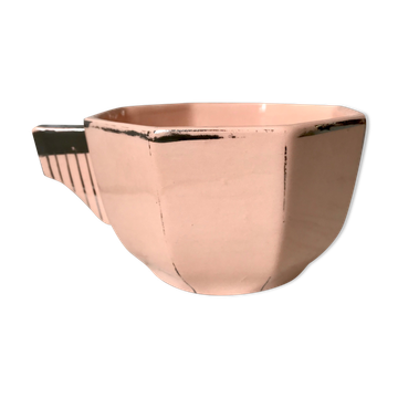 Tasse art déco rose poudré Longwy années 50