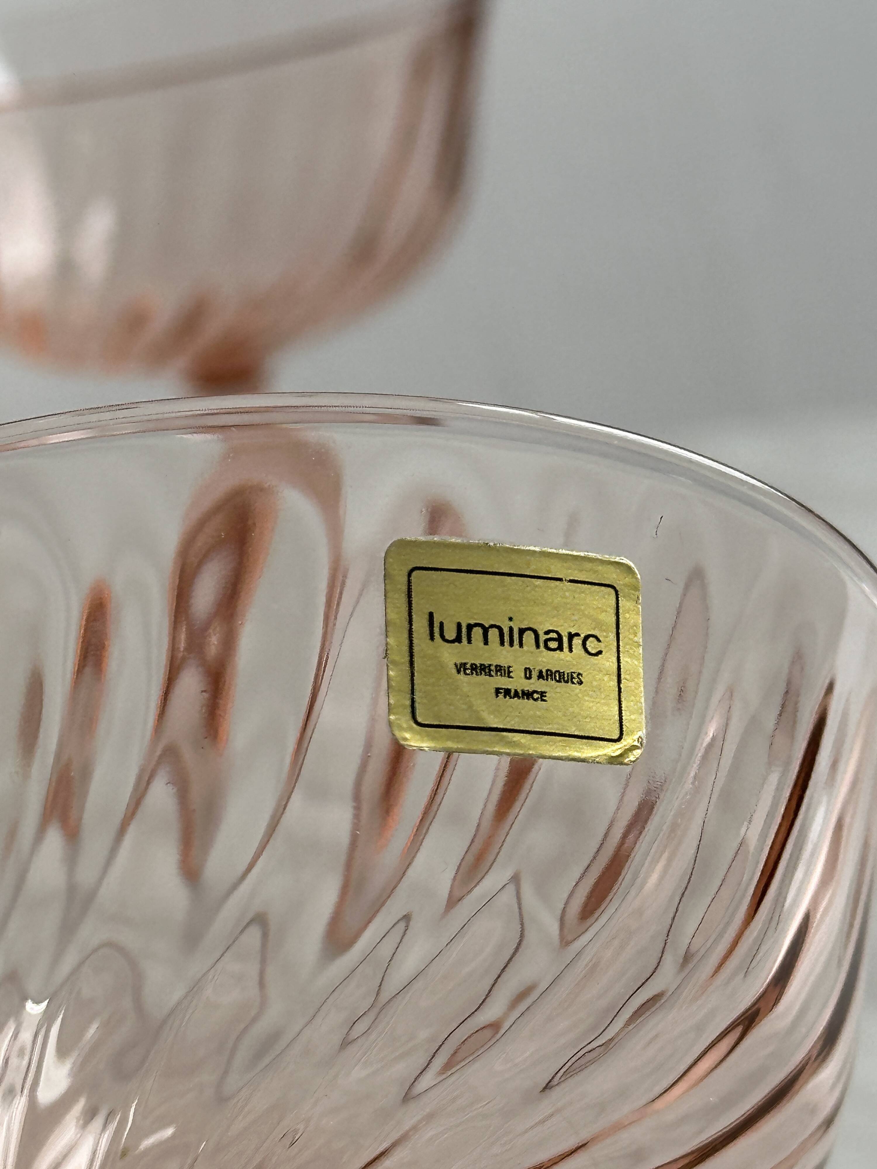 10 Vintage Twisted Pink Glass Champagne Coupes
