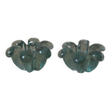 Pair of handcrafted blown glass candlesticks candelabra candlesticks crafts