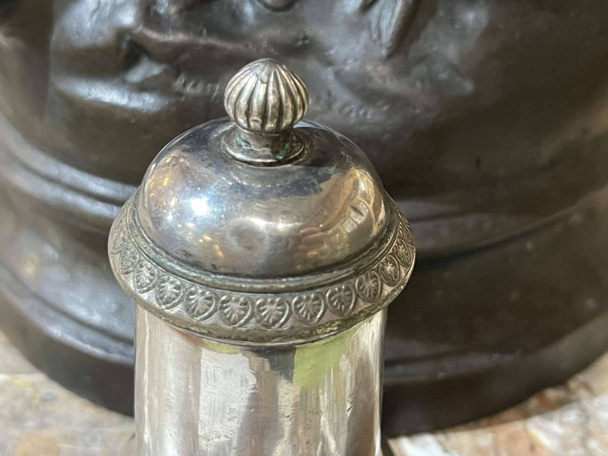 Silver-plated metal pepper mill by Christofle - early 20th century