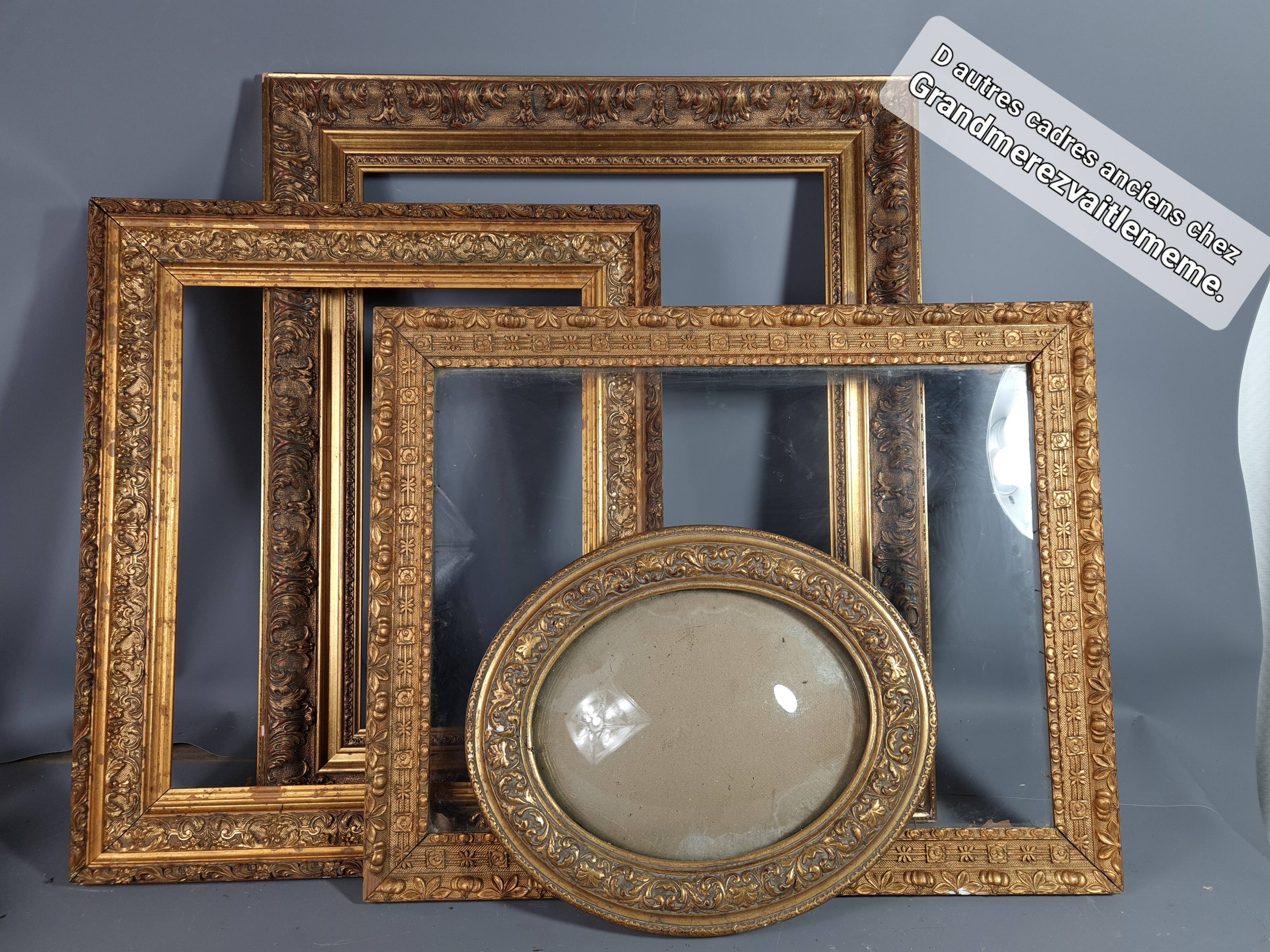 Old frame Art Deco gilded stucco wood 22.5x17.5 cm, foliage 14.9x19.9 cm SB