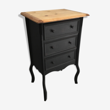 Commode en bois blanc laquée noir XXème