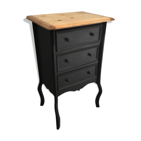 Commode en bois blanc laquée noir XXème