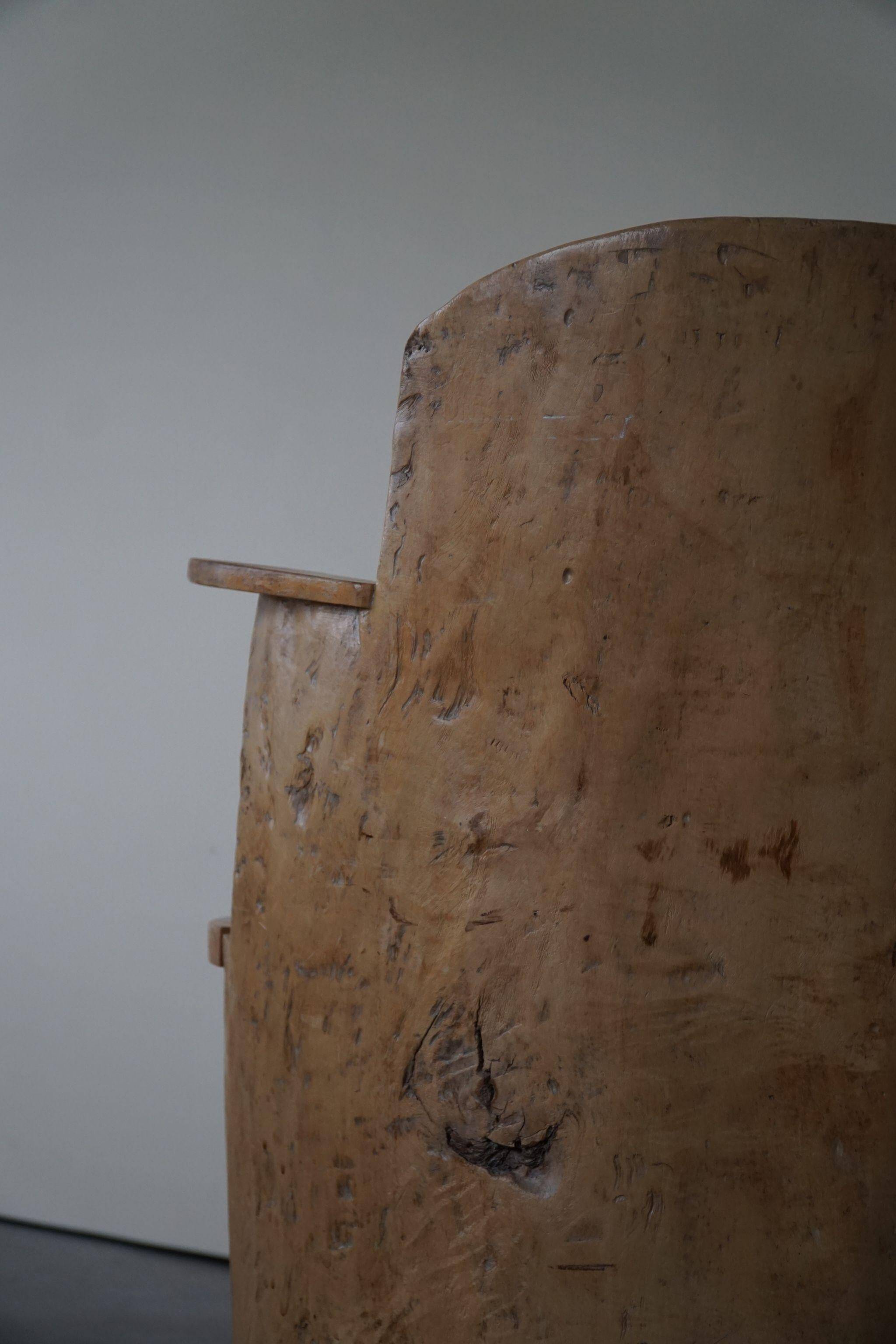 Chaise souche Wabi Sabi en bouleau massif, par un ébéniste suédois, Moderne, années 1950