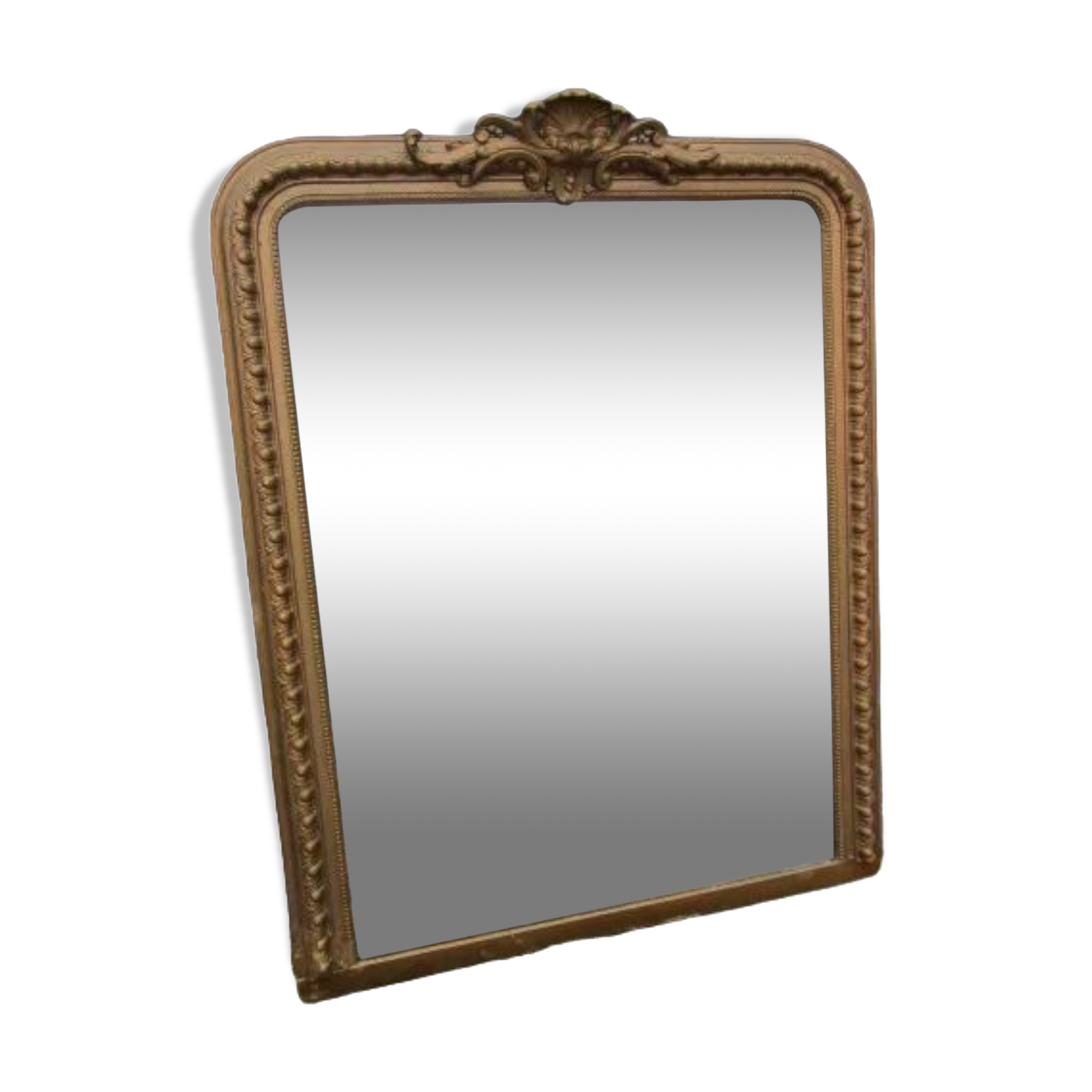 Golden mirror 19th with pediment